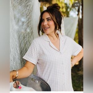 StayKation - Gingham Ribbed Pajama Set